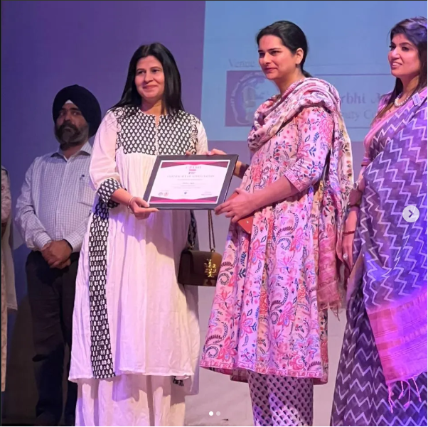 Being Felicitated by the Joint Commissioner , Ludhiana  on the launch of Udari by WND