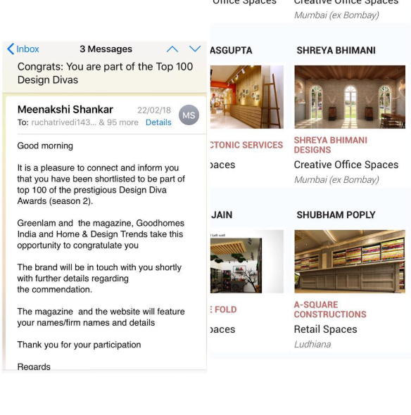 chosen in top 100 Design Divas of the country